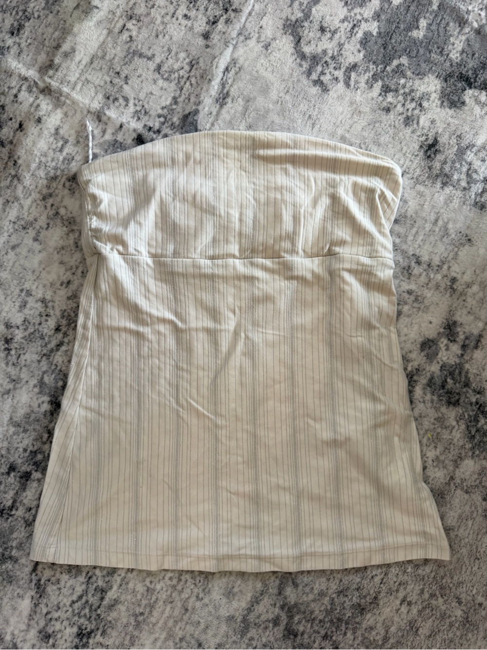 Vintage Express Cream Strapless Pinstripe Tube top